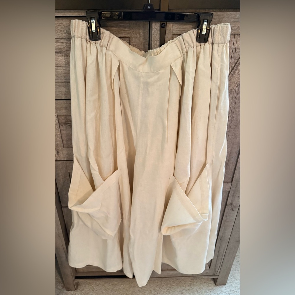 Free People Cream Wide Leg Pants